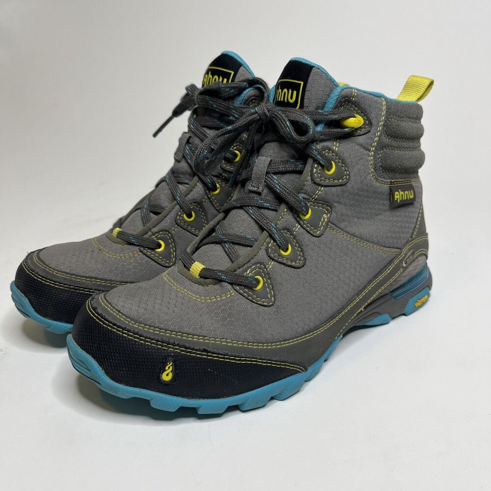 Ahnu Sugarpine F19615D Gray/Teal Waterproof Vibram Hiking Boots Women’s 7.5